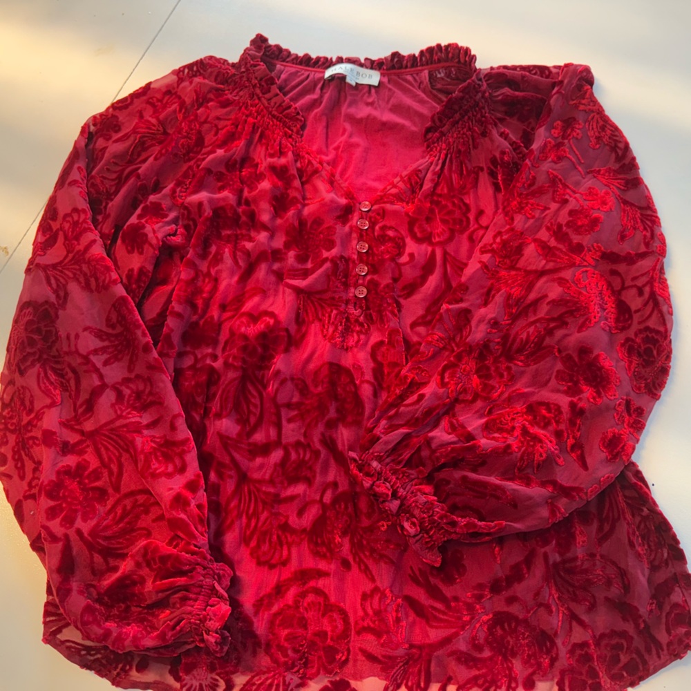 Hale Bob Red Floral Blouse